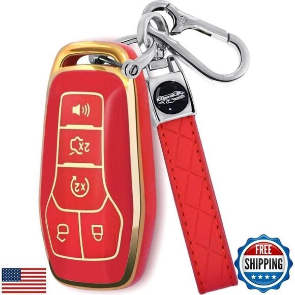 Ford Key Fob Cover with Keychain Red New - Picture 1 of 5
